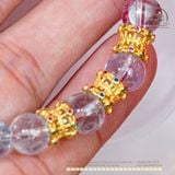  Vòng Tay Topaz Xanh 8mm 7A Phối Charm Trống Đính Đá 