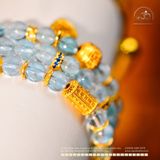  Set 3 Vòng Tay Topaz Xanh 6mm 6A Phối Charm Bạc 925 Mạ Vàng Cao Cấp 