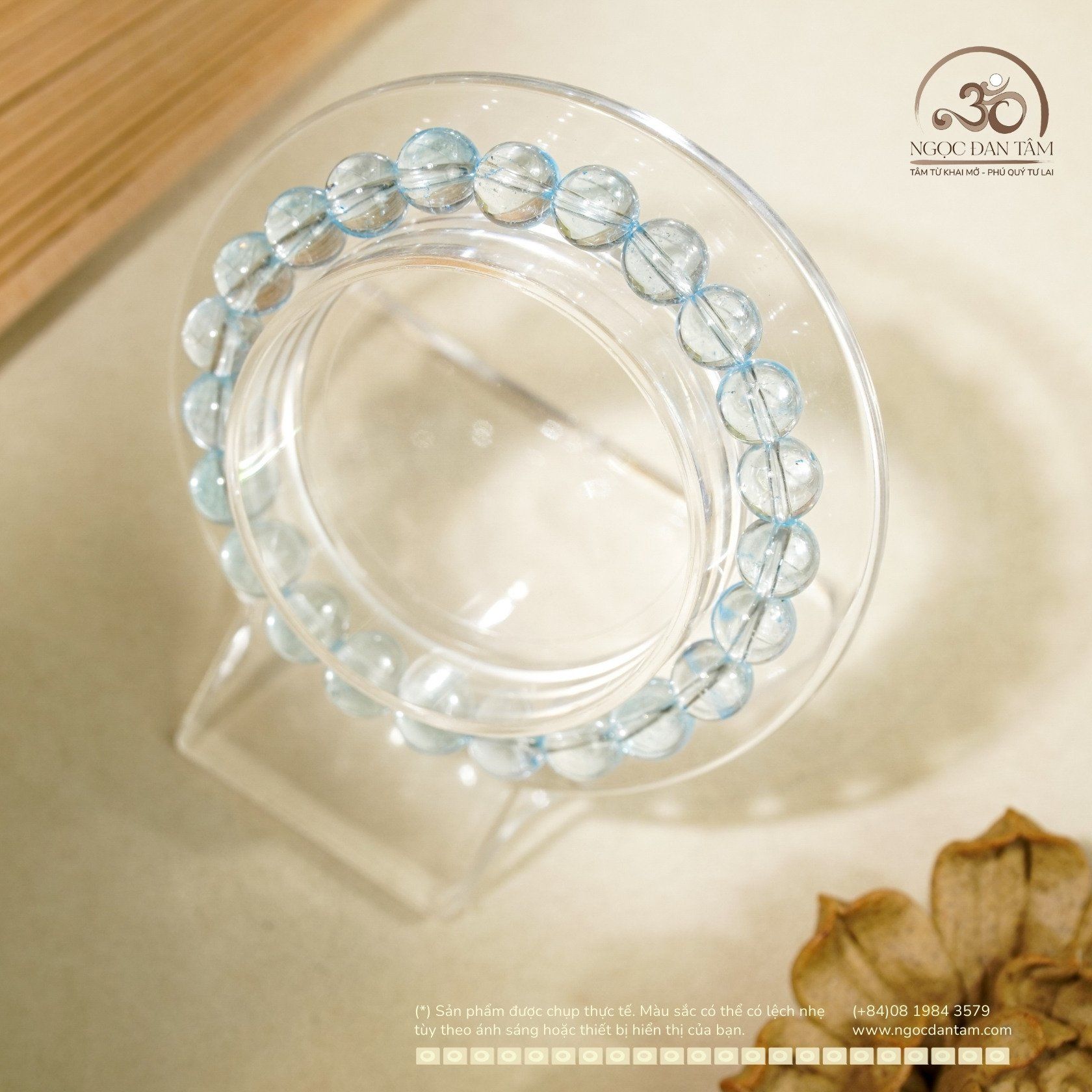  Vòng Tay Đá Topaz Xanh 8mm 7A 