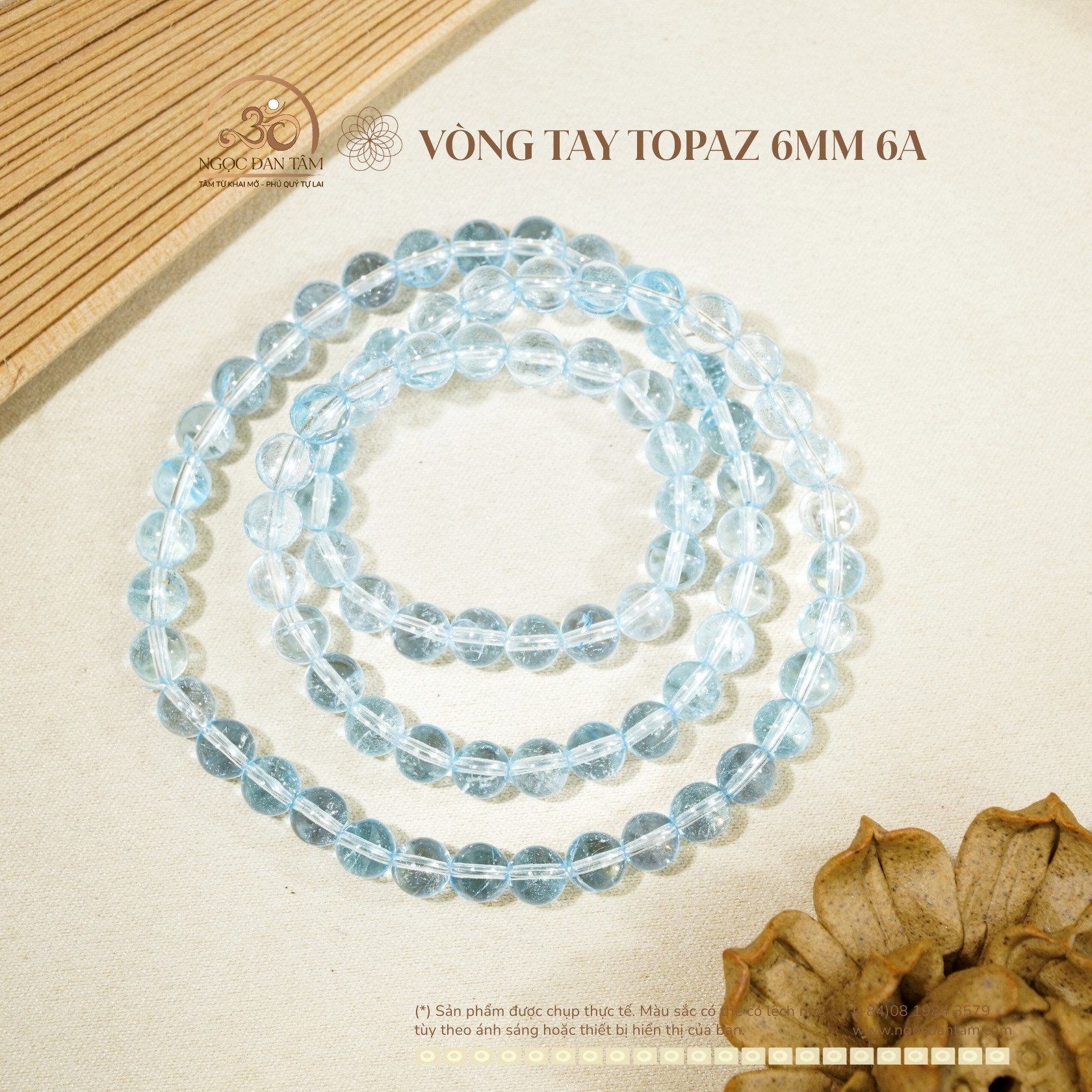  Chuỗi Vòng Tay Topaz 6mm 6A 