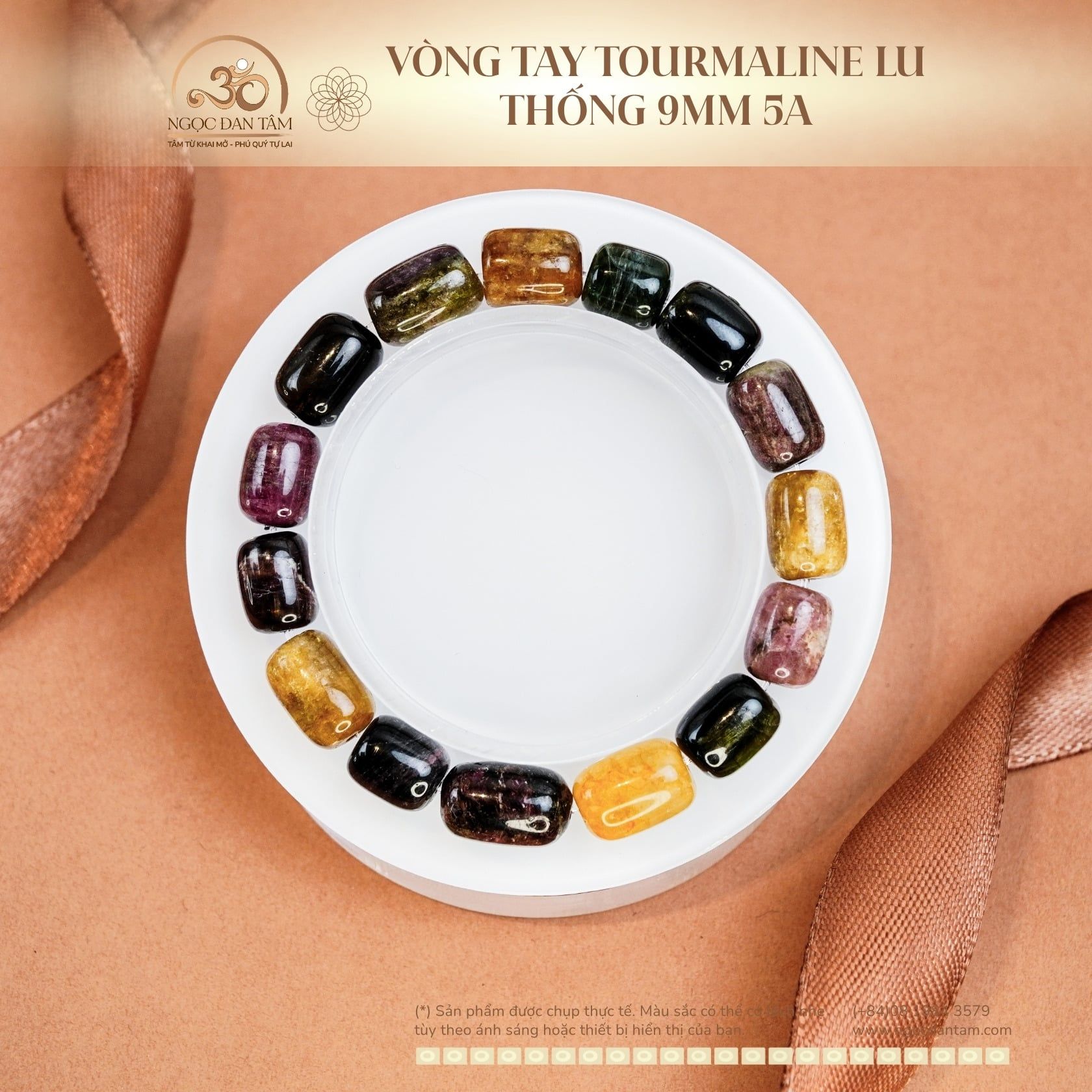 Vòng Tay Tourmaline Lu Thống 9mm 5A 