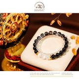  Vòng Tay Tourmaline Đen 8mm 2A, Đá Selenite 8mm 3A Phối Charm Tròn Lục Tự 
