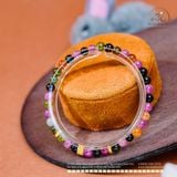  Vòng Tay Đá Tourmaline Đa Sắc 4mm 5A Phối Charm 3 Vòng 