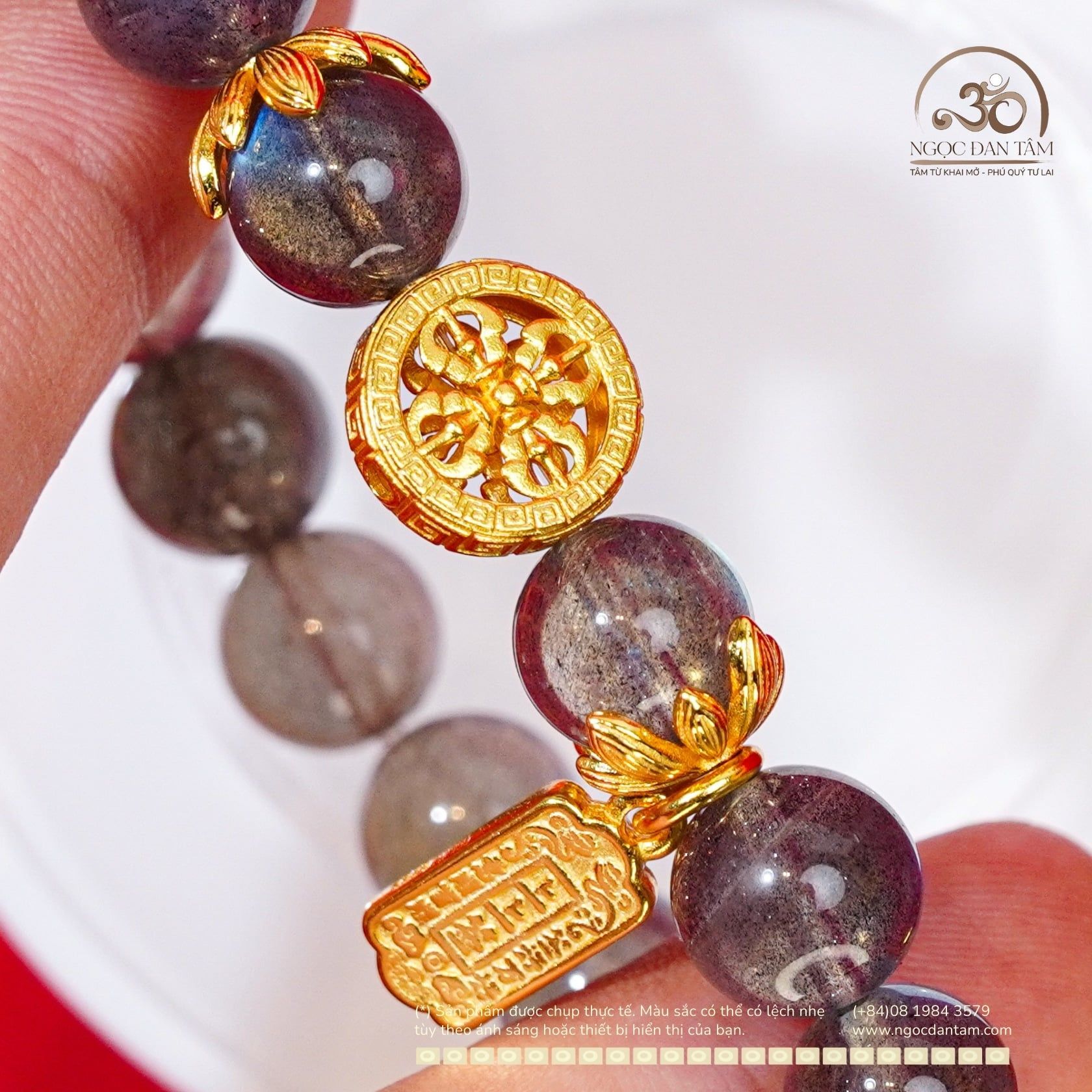  Vòng Tay Xà Cừ VIP 10-11mm 5A Phối Charm Bánh Xe Pháp Luân 