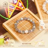  Vòng Tay Đá Xà Cừ Phối Charm Hoa Sen Bạc 