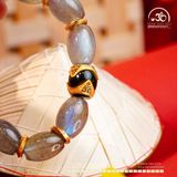  Vòng Tay Nguyệt Quang Lục Tự ( Đá Xà Cừ Lu Thống 10mm Phối Charm ) 