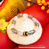  Vòng Tay Lục Tự Lu Thống Nguyệt Quang (Đá Xà Cừ + Đá Mặt Trời Lu Thống) 
