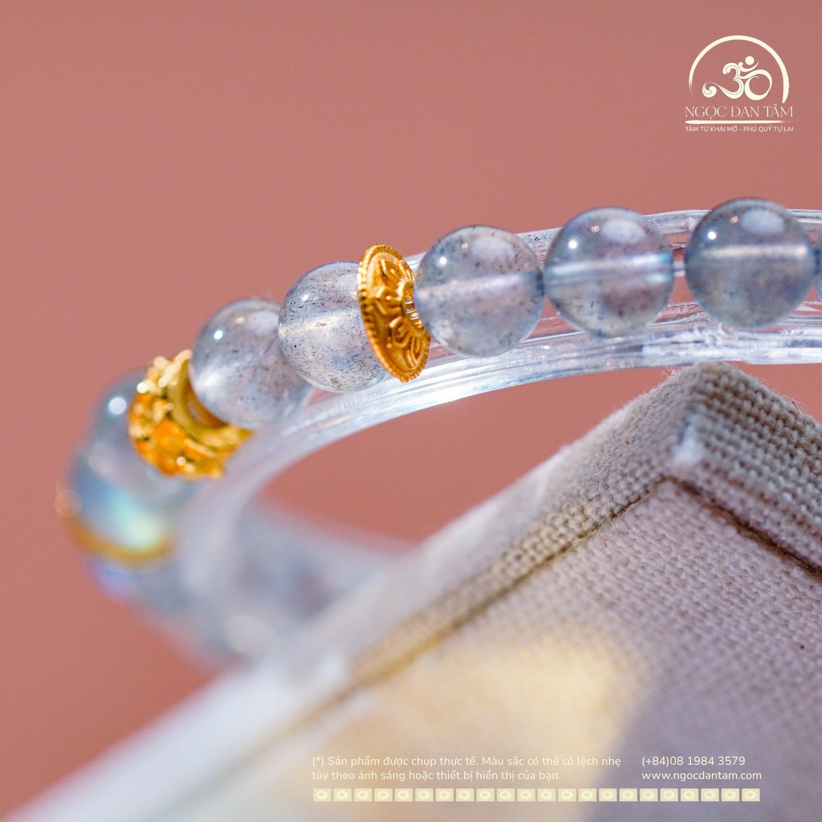  Vòng Tay Đá Xà Cừ 6mm 5A Phối Charm Tứ Hoa May Mắn 