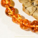 Vòng Tay Dzi 9 Mắt 46x13mm Phối Hổ Phách Cognac 