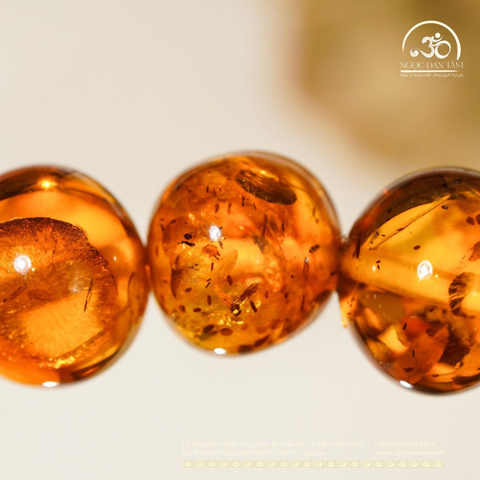  Vòng Tay Dzi 9 Mắt 46x13mm Phối Hổ Phách Cognac 