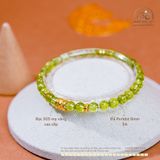 Vòng Tay Đá Peridot 6mm 5A Phối Charm Trụ Hoa 5 Cánh 