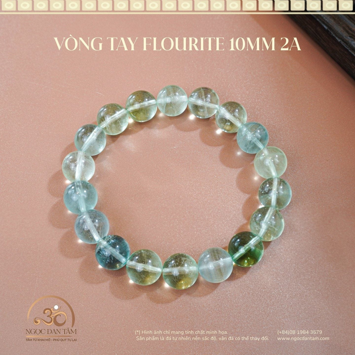  Vòng Tay Đá Flourite 10mm 2A 
