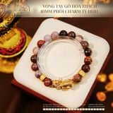  Vòng Tay Gỗ Hóa Thạch 10mm 2A Phối Charm Tỳ Hưu 
