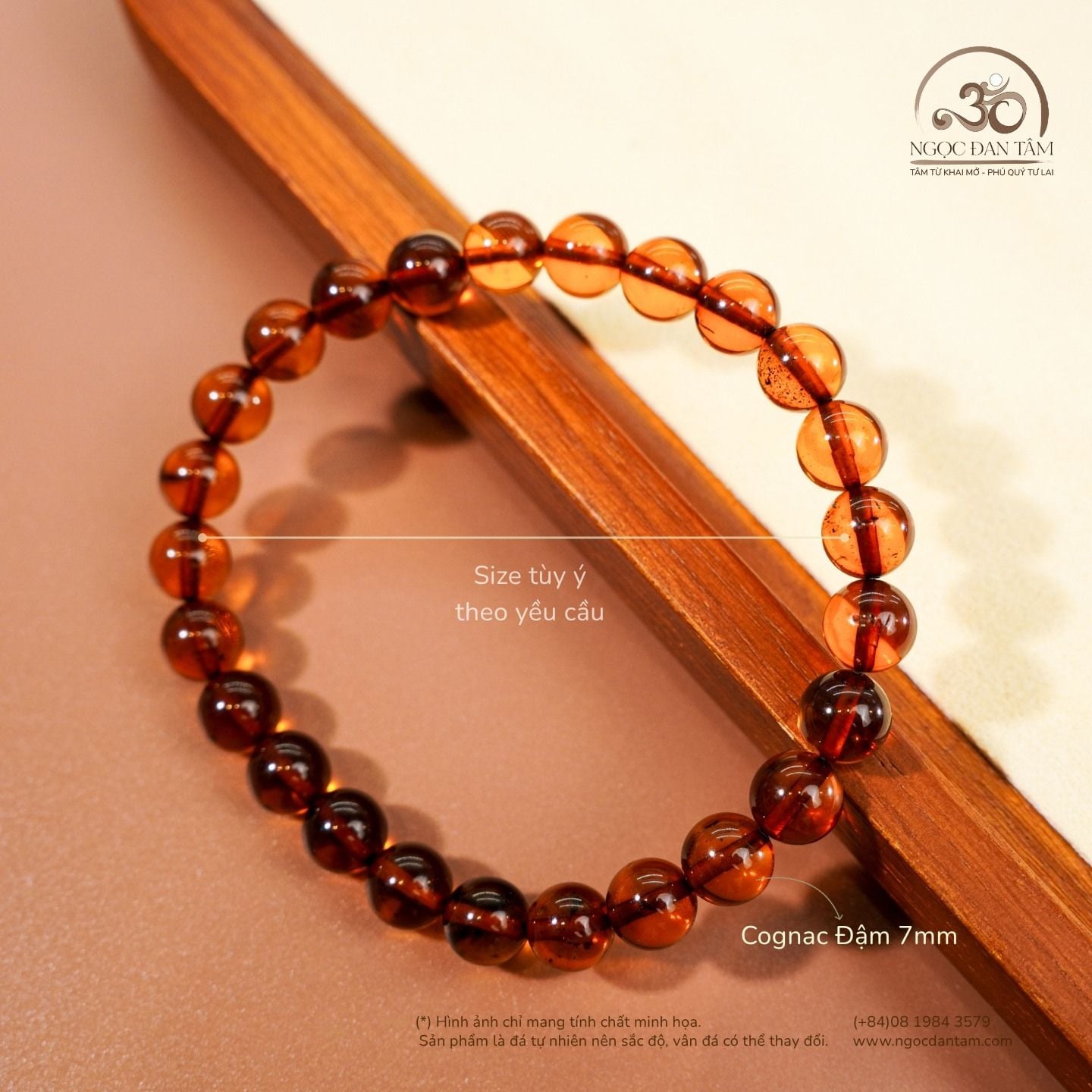  Vòng Tay Cognac Đậm 7mm 6gram 