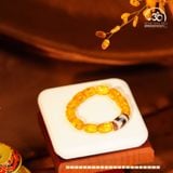  Vòng Tay Hổ Phách Vàng Trong Lu Thống Phối Dzi Răng Cọp Shang Ken 