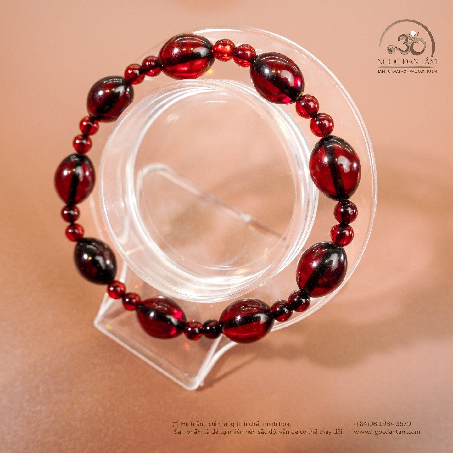  Vòng Tay Huyết phách Oliu Phối Hạt Tròn 8gram 