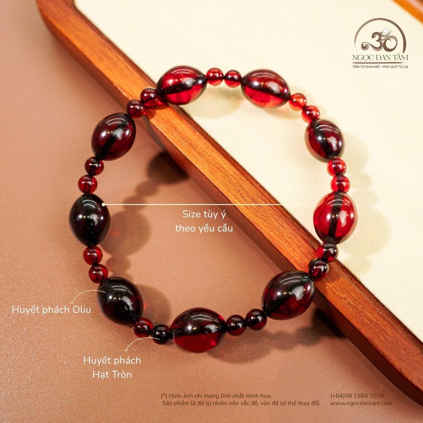  Vòng Tay Huyết phách Oliu Phối Hạt Tròn 8gram 