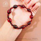  Vòng Tay Huyết phách Oliu Phối Hạt Tròn 8gram 