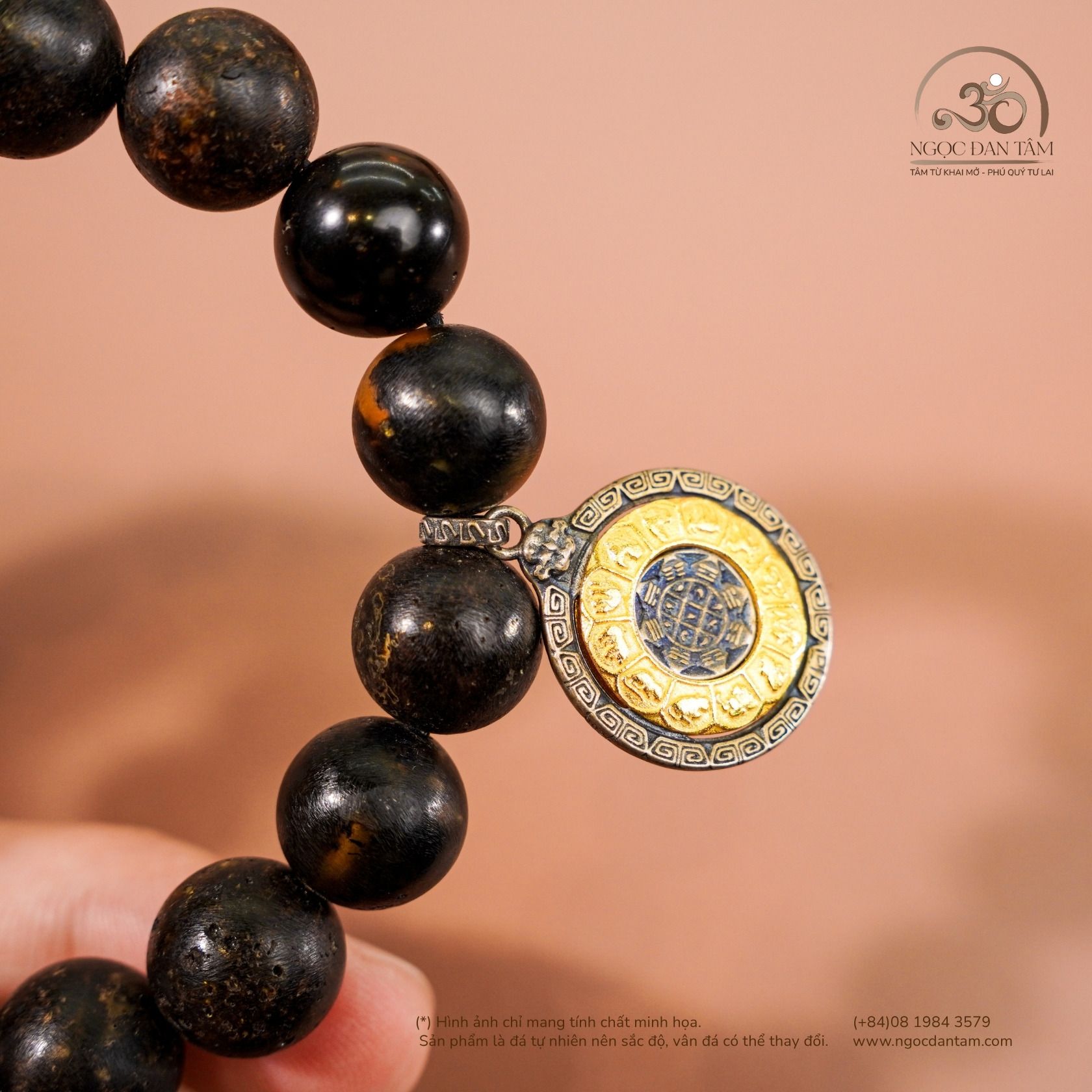  Vòng Tay Hổ Phách Rêu Cổ Đại 12mm 22gram 