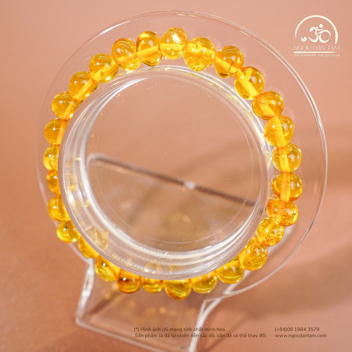  Vòng Tay Hổ Phách Vàng Trong 6gram 