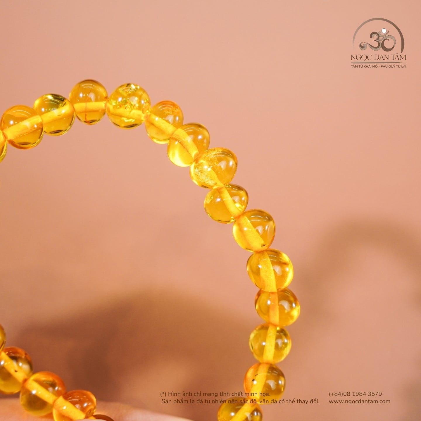  Vòng Tay Hổ Phách Vàng Trong 6gram 