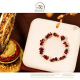  Vòng Tay Huyết Phách Phối Charm Bi Bạc Xoắn Lớn 