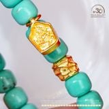  Vòng Tay Lam Ngọc 7mm Phối Charm Hoàng Tài Thần 
