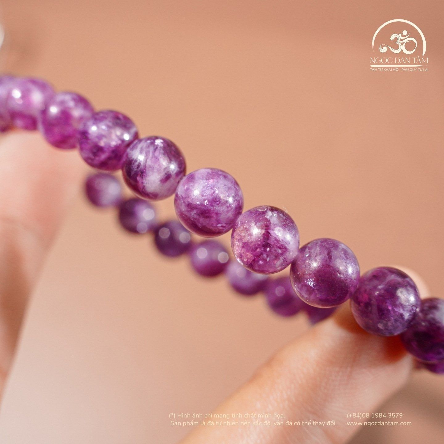  Vòng Tay Đá Lepidolite 8mm -  10mm 4A 