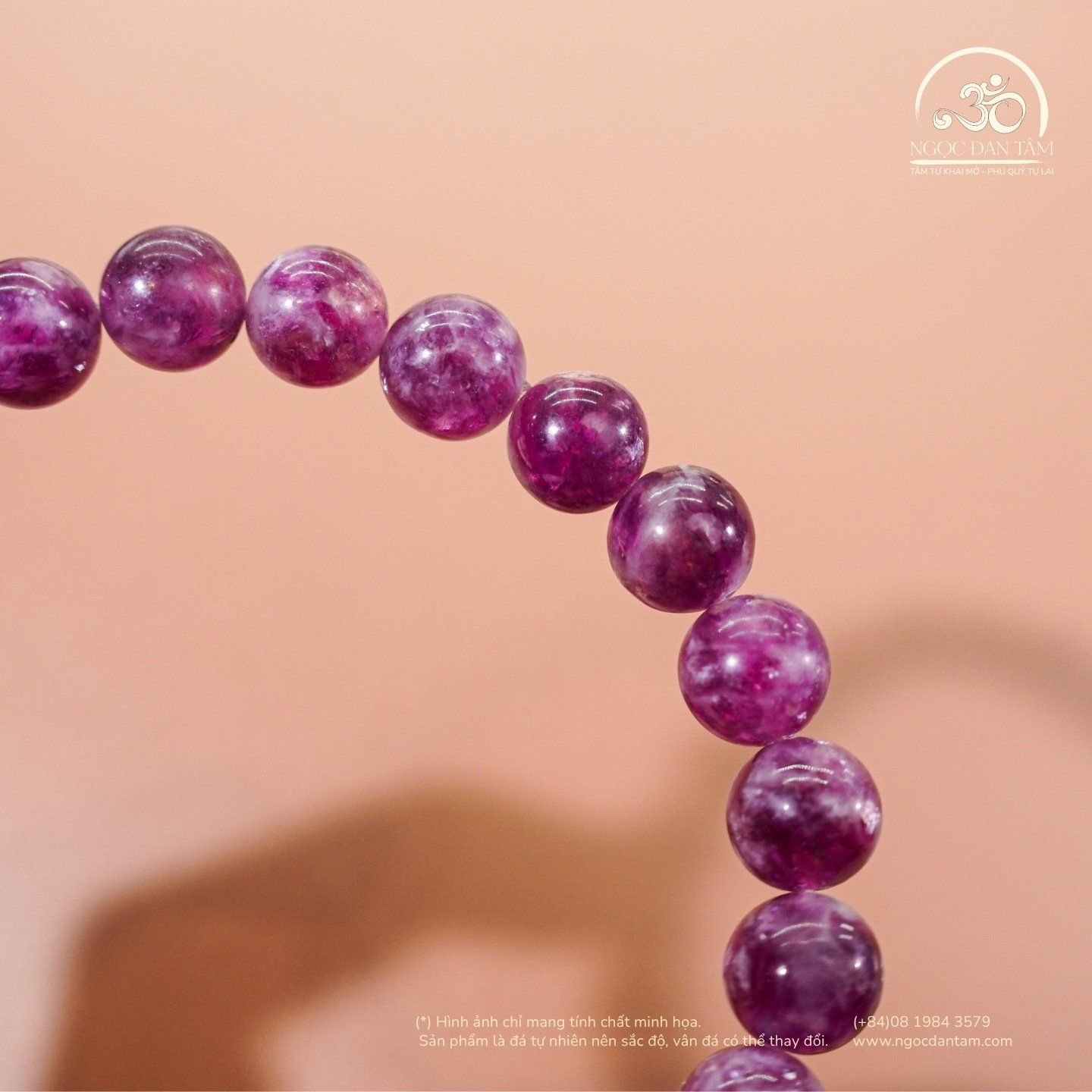  Vòng Tay Đá Lepidolite 8mm -  10mm 4A 