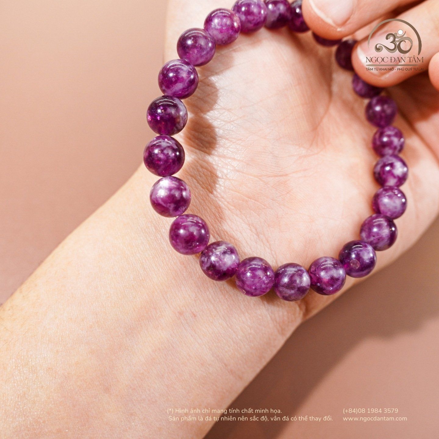  Vòng Tay Đá Lepidolite 8mm -  10mm 4A 