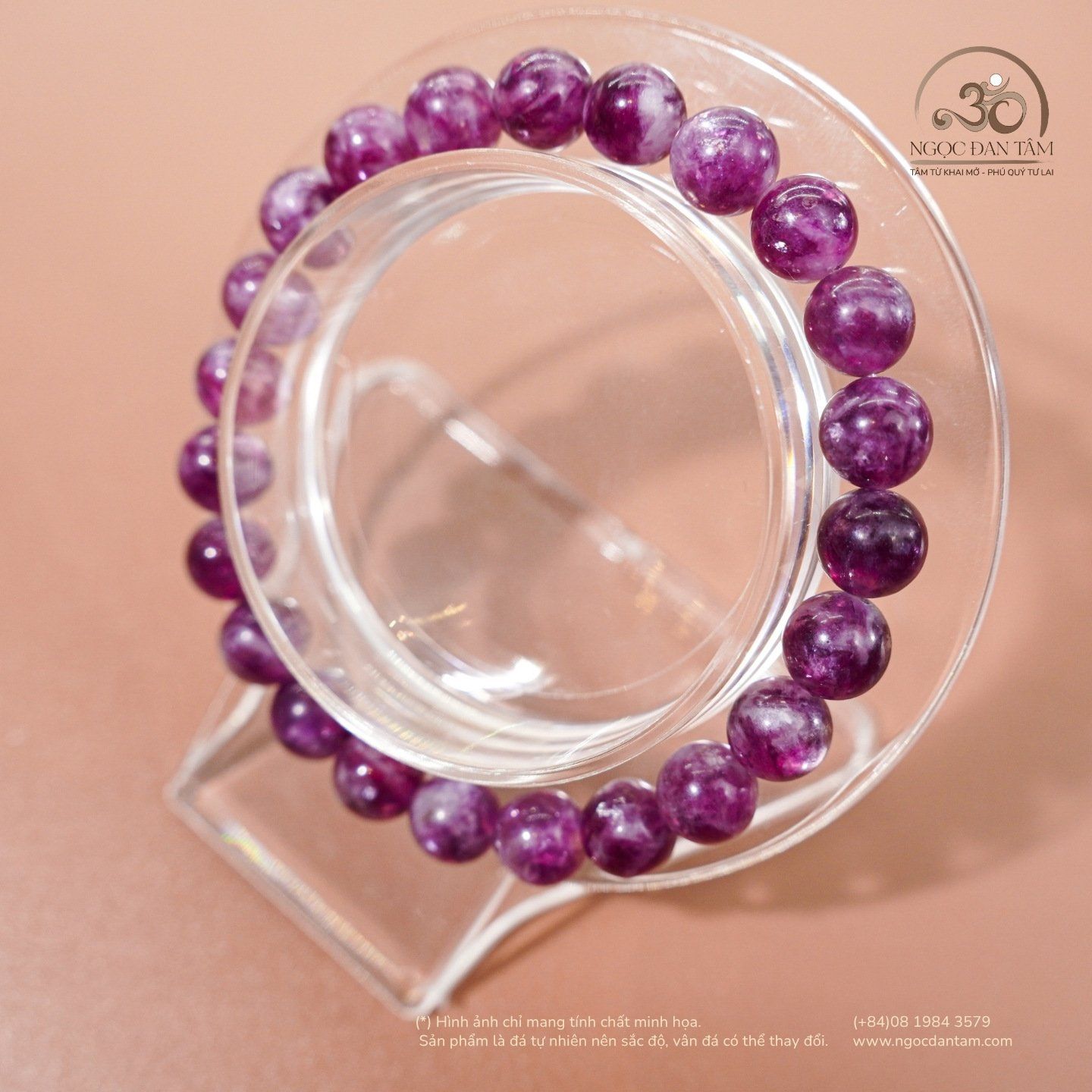  Vòng Tay Đá Lepidolite 8mm -  10mm 4A 
