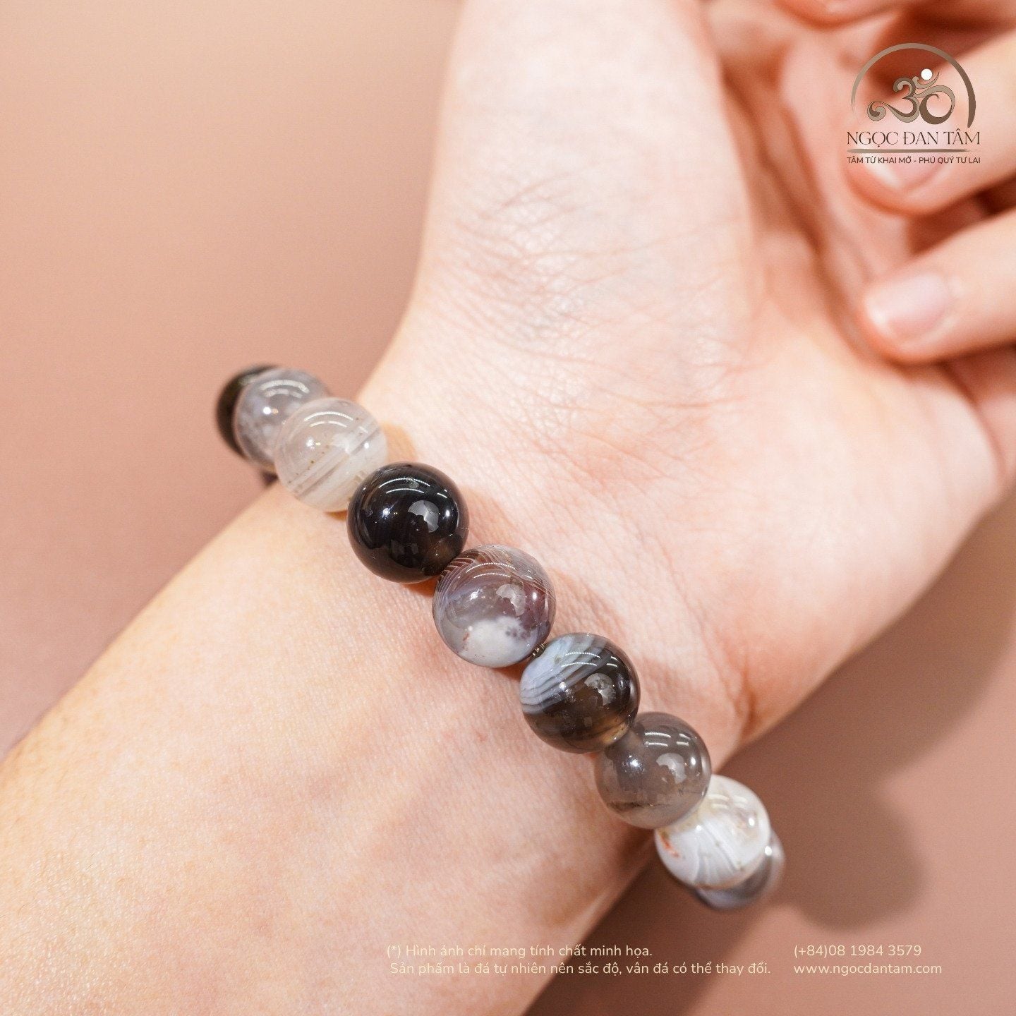  Vòng Tay Đá Mã Não Botswana 10mm 2A 