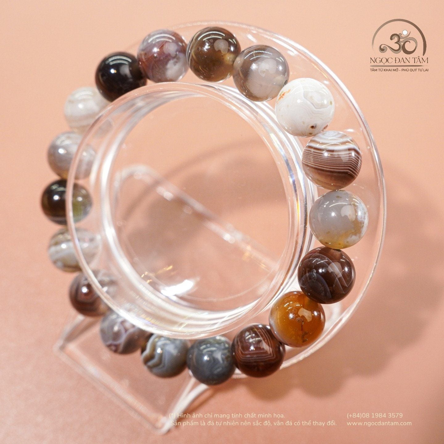  Vòng Tay Đá Mã Não Botswana 10mm 2A 