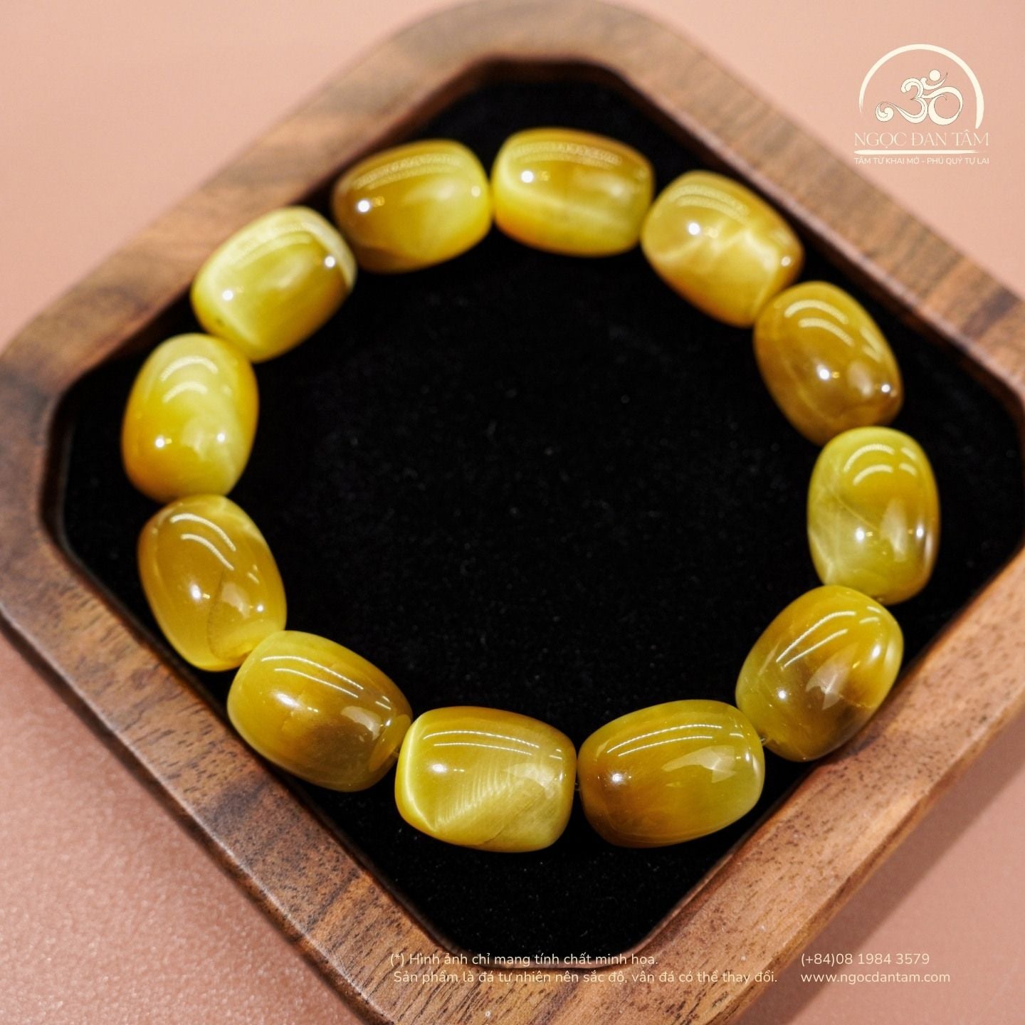  Vòng Tay Mắt Hổ Vàng Lu thống 12x16mm 5A 