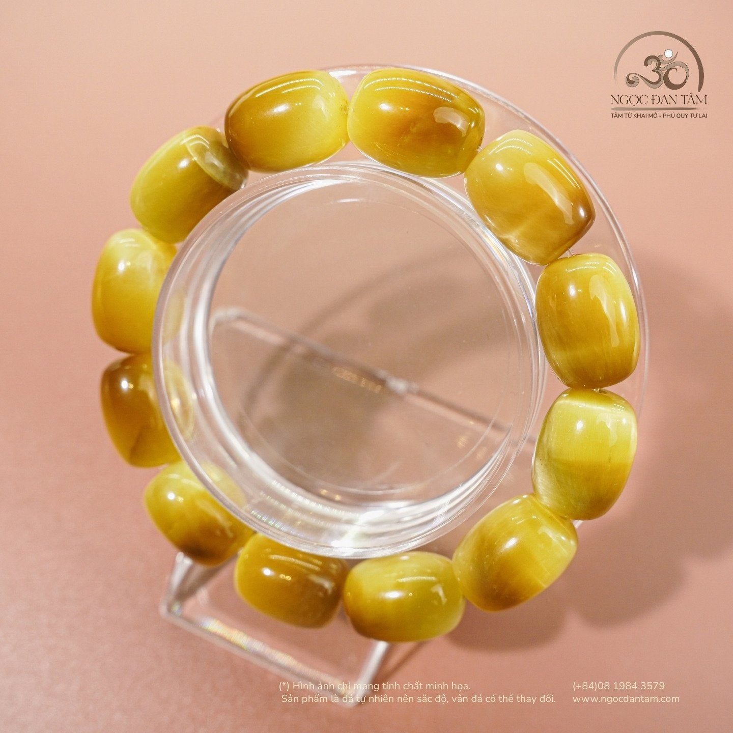  Vòng Tay Mắt Hổ Vàng Lu thống 12x16mm 5A 