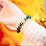  Vòng Tay Ngọc Lam 10mm Phối Charm Lu Thống Tỳ Hưu 
