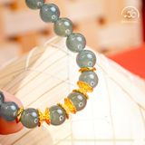  Vòng Tay Ngọc Lam Băng 7,8mm Phối Charm Đài Sen 