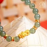  Vòng Tay Ngọc Lam Băng 6mm Phối Tỳ Hưu 