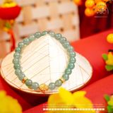  Vòng Tay ngọc Lam Băng 6mm Phối Charm Đuôi Cá 