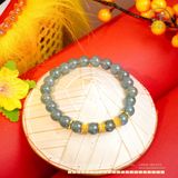  Vòng Tay Ngọc Lam Băng 7,8mm Phối Charm Đài Sen 