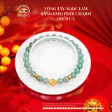  Vòng Tay ngọc Lam Băng 6mm Phối Charm Đuôi Cá 