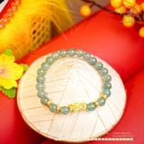  Vòng Tay Ngọc Lam Băng 6mm Phối Tỳ Hưu 