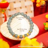  Vòng Tay Ngọc Lam Băng 7,8mm Phối Charm Đài Sen 