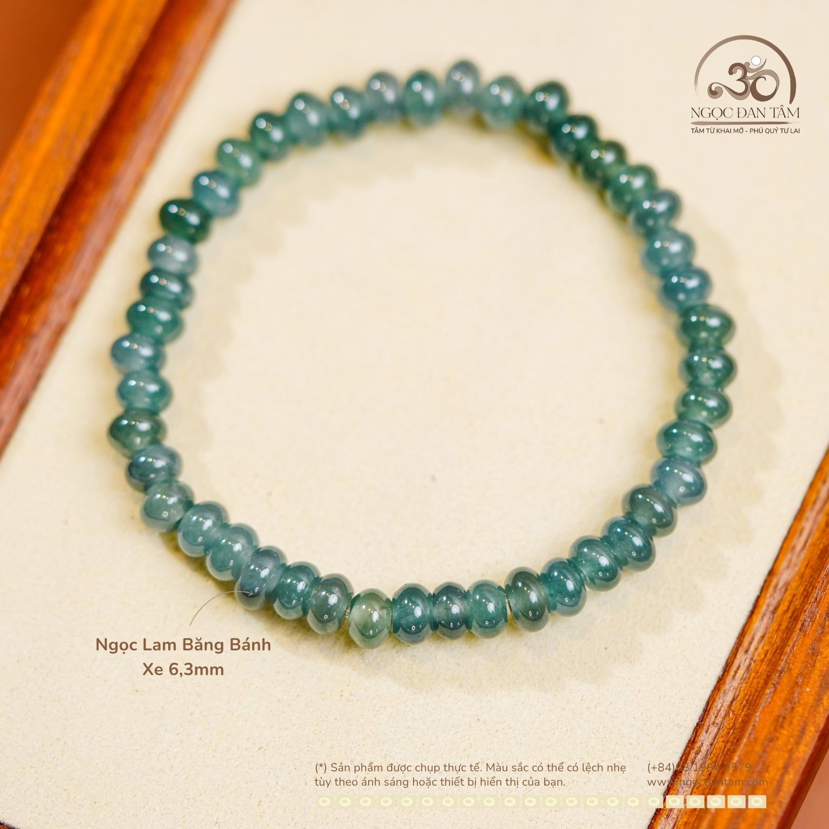 Vòng tay Ngọc Lam Băng Bánh Xe 6,3mm 