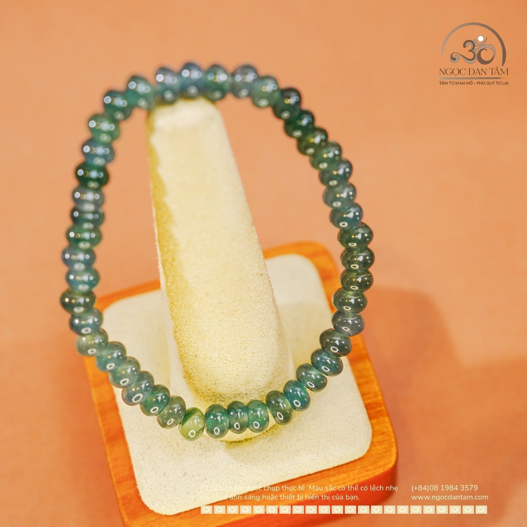  Vòng tay Ngọc Lam Băng Bánh Xe 6,3mm 