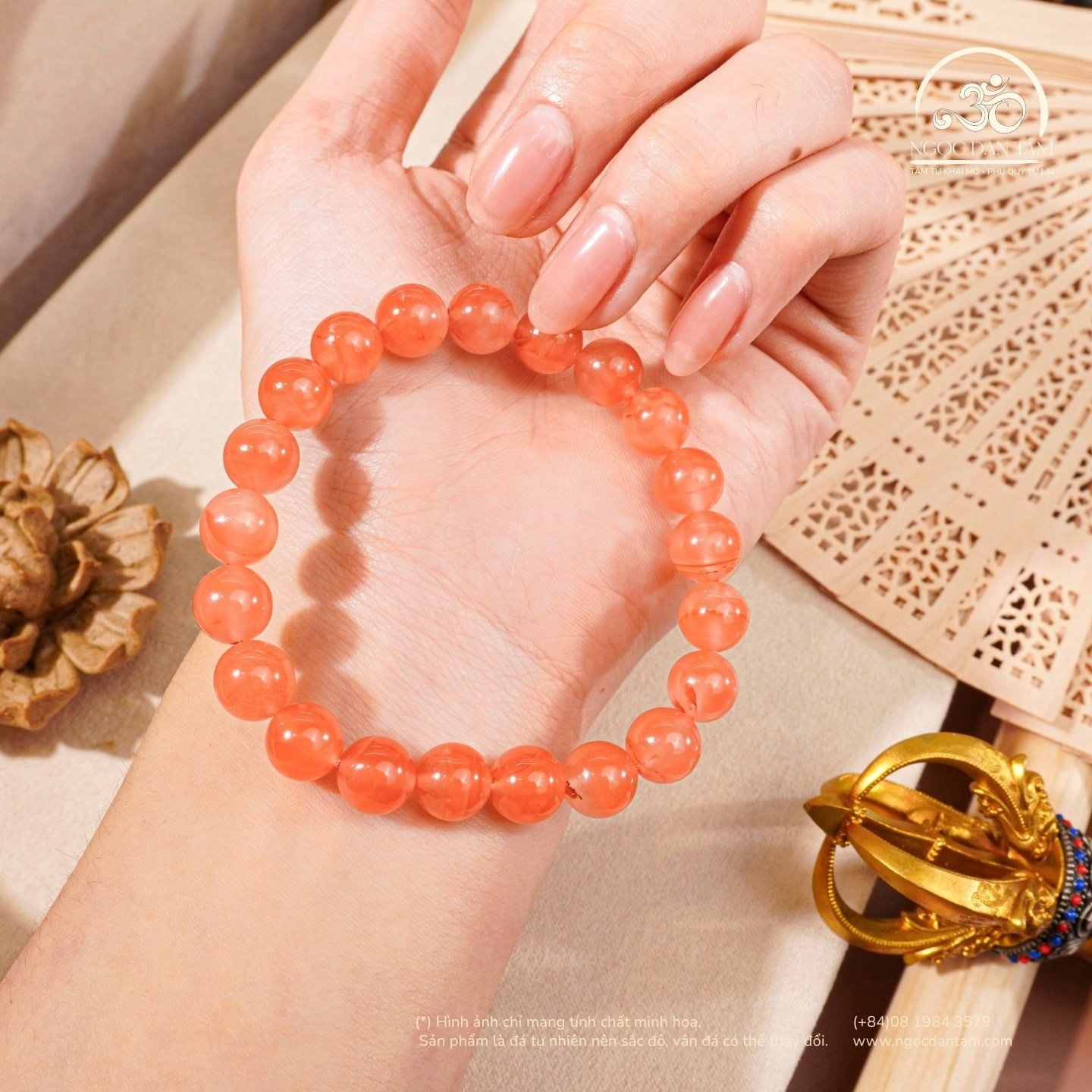  Vòng Tay Ngọc Nam Hồng 9mm 5A 