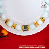  Vòng Tay Ngọc Thanh Bình 8mm Phối Charm Trụ Xanh Ngọc Lục Bảo 