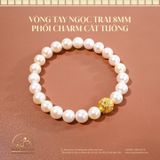 Vòng Tay Ngọc Trai 8mm Phối Charm Cát Tường 