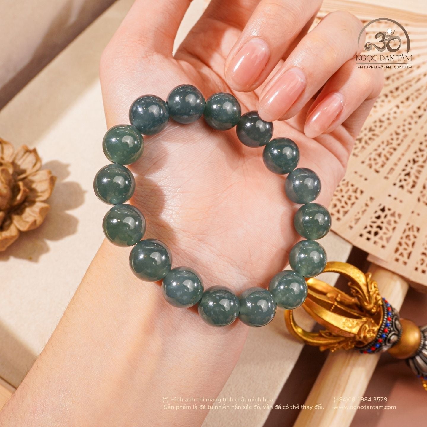  Vòng Tay Phỉ Thuý Băng 12mm 