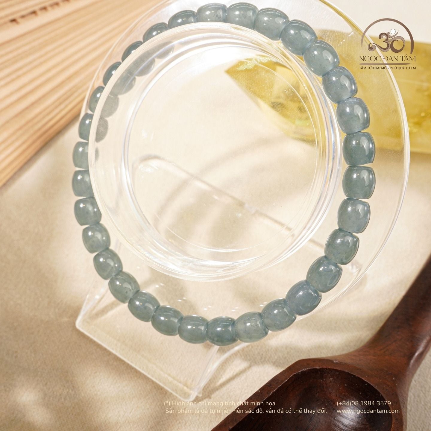  Vòng Tay Phỉ Thuý Băng Dáng Trúc 6mm 